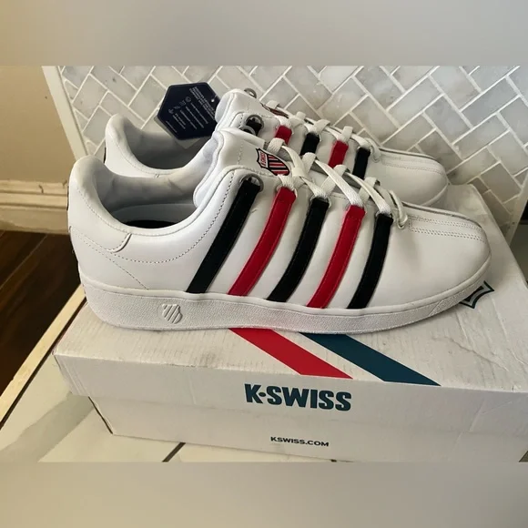 K-Swiss Men's White, Red, and Black Sneakers - Picture 2 of 8